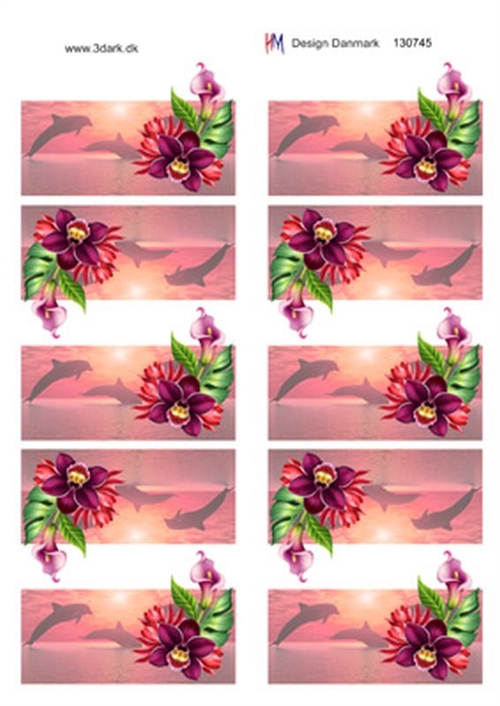 3D Bordkort med røde blomster